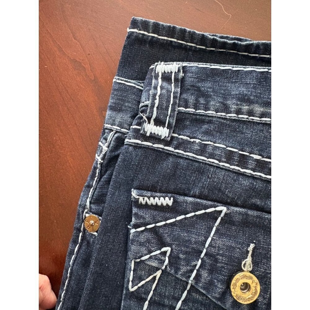 True Religion Y2K Super T World Tour Big Horseshoe Flap Jeans Dark Wash 36 x 33 - Picture 15 of 15